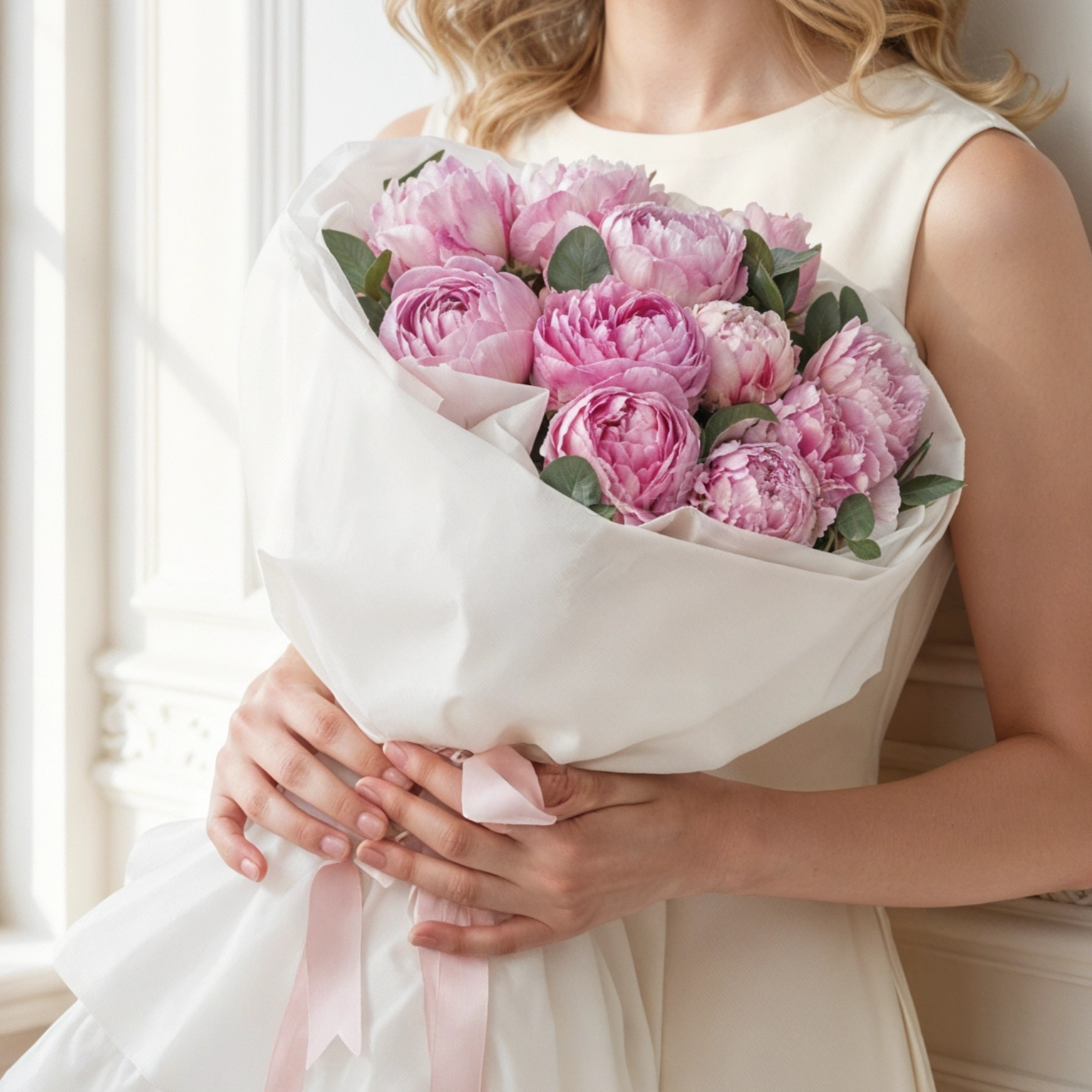 Romantic Pink Peonies Bouquet