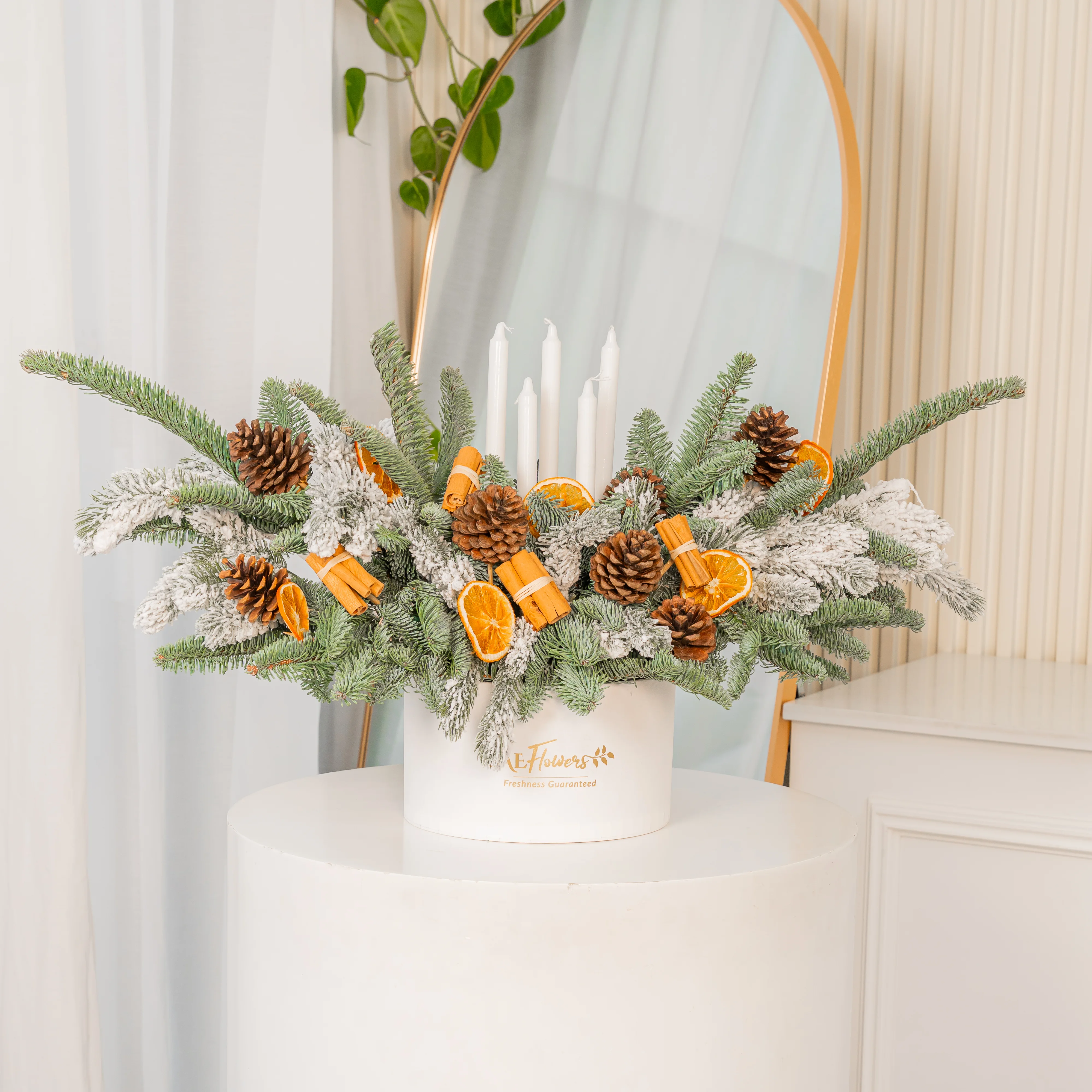 Nordic Evergreen Christmas Candle Centerpiece UAE
