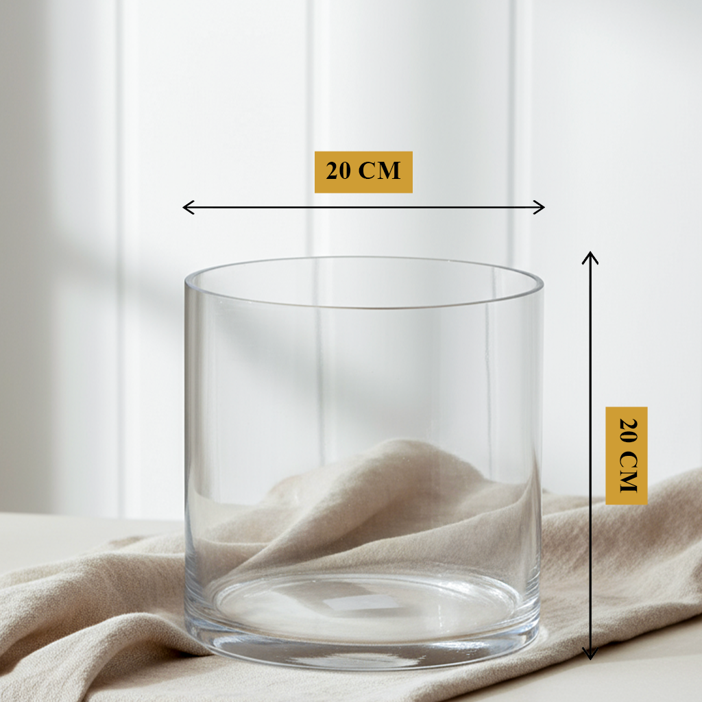 Nova Cylinder Glass Vase 25 cm clear cylinder design