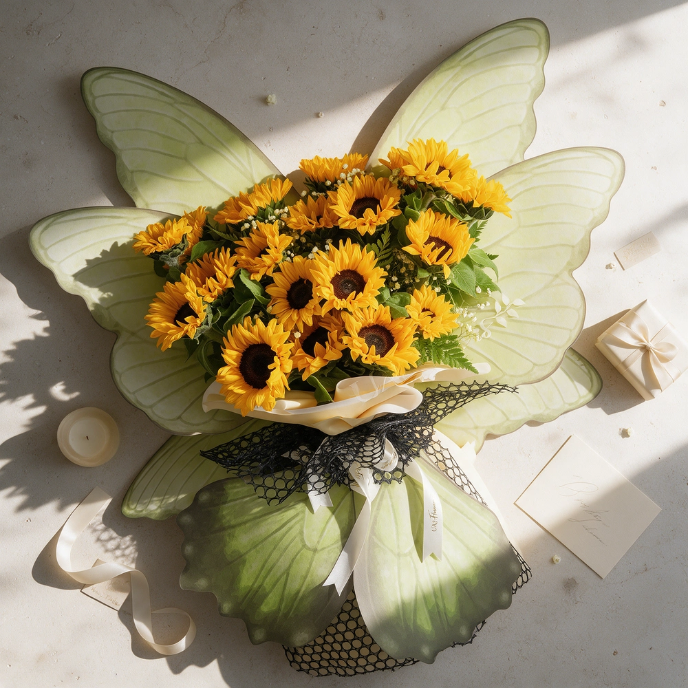 butterfly bouquet of 20 sunflowers