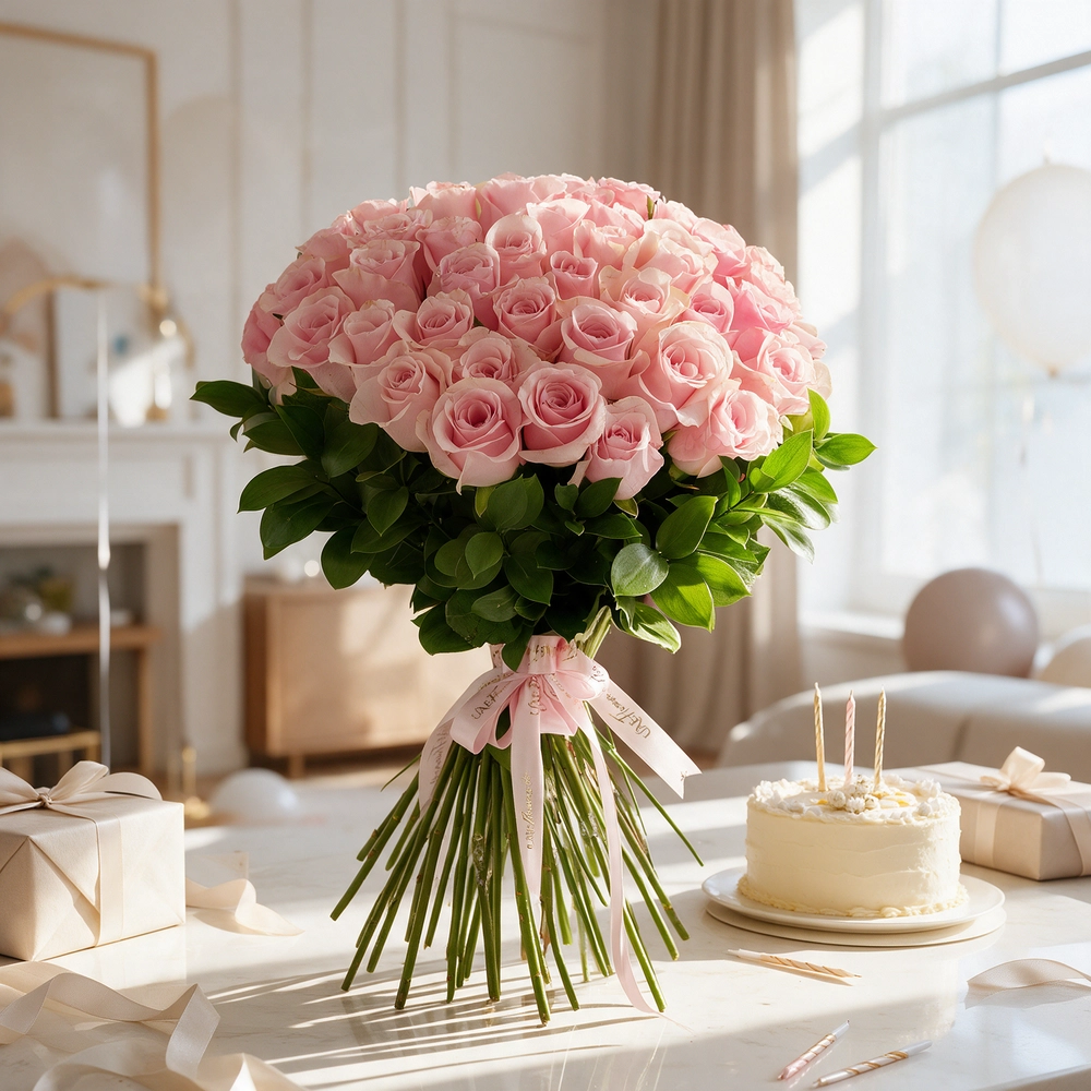 Charming bouquet of 31 pink roses