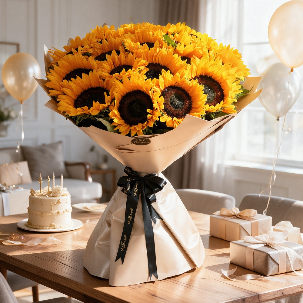 bouquet of 20 sunflowers with fillers,