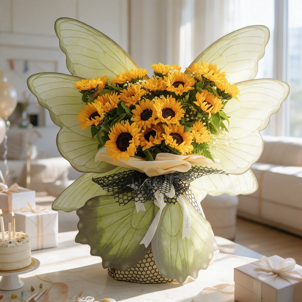butterfly bouquet of 20 sunflowers