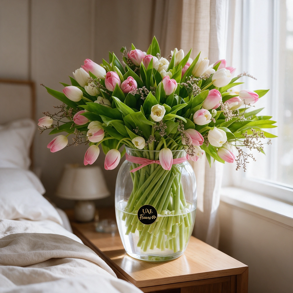 Pink & White Tulip Vase Arrangement