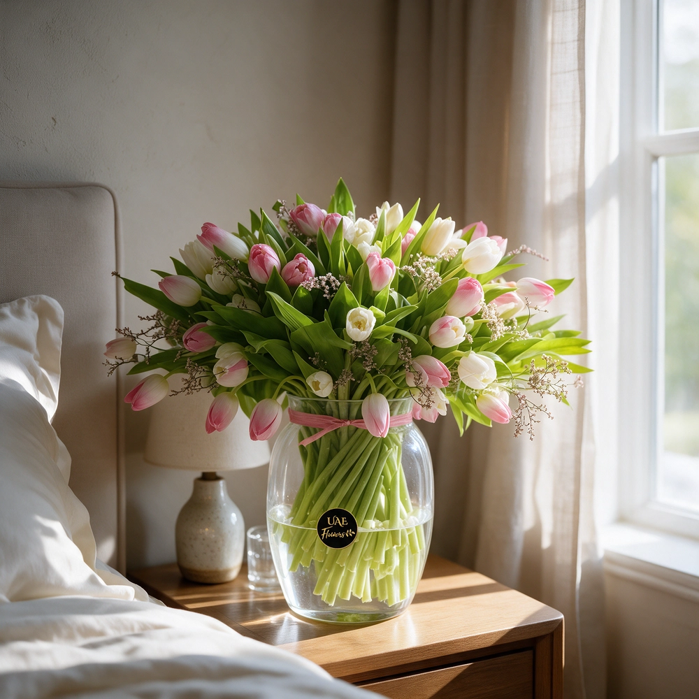 Pink & White Tulip Vase Arrangement