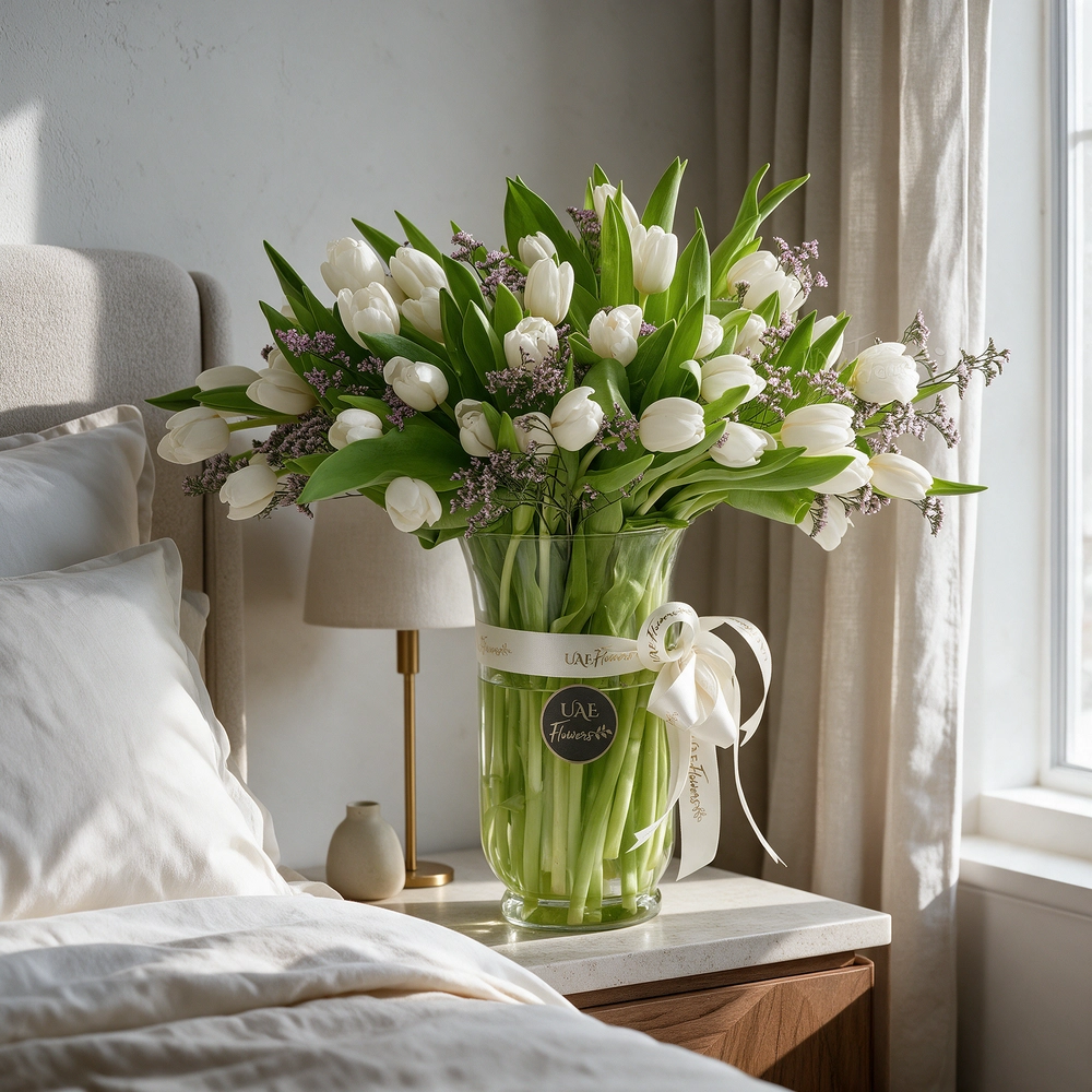 White Tulip Vase Arrangement