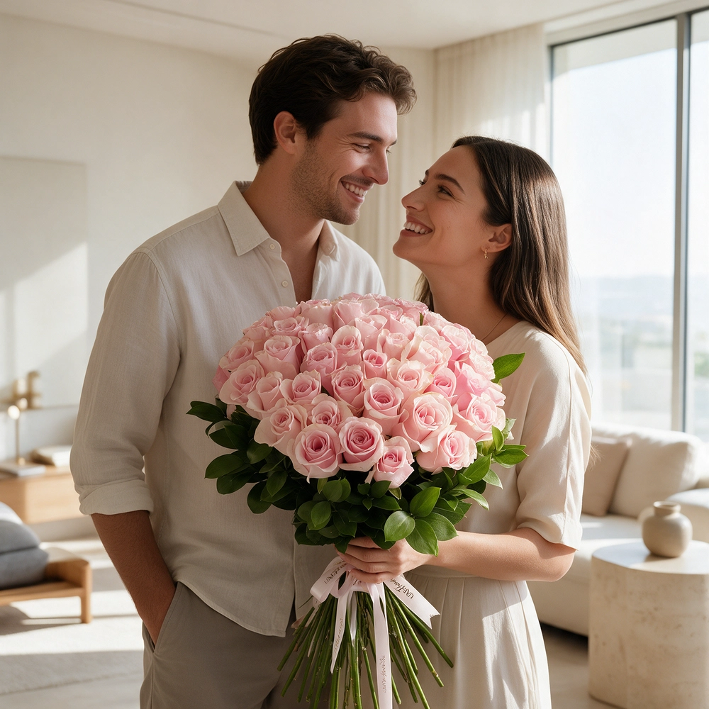 Charming bouquet of 31 pink roses