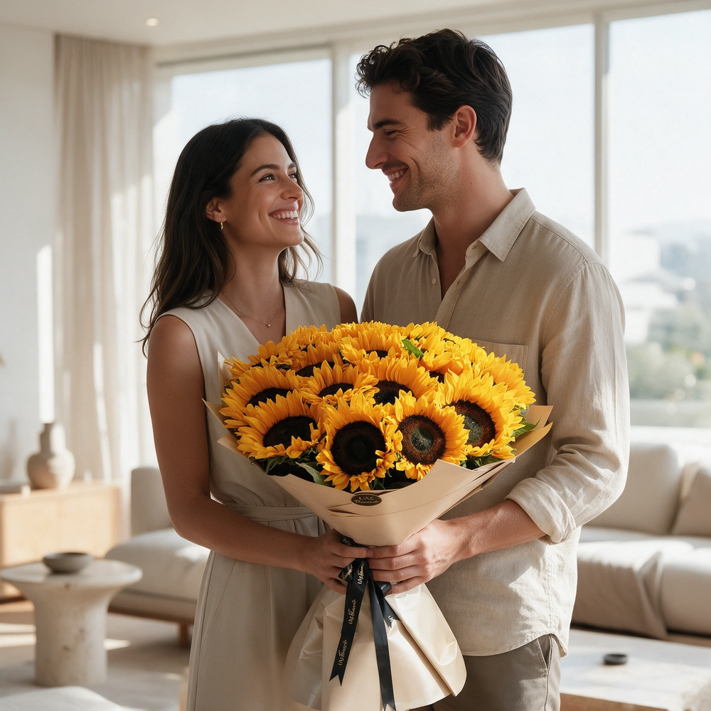 bouquet of 20 sunflowers with fillers,