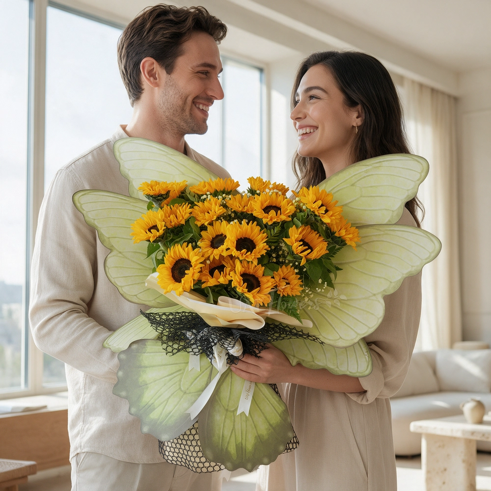 butterfly bouquet of 20 sunflowers
