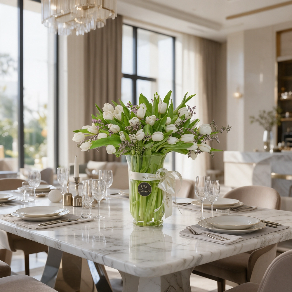 White Tulip Vase Arrangement