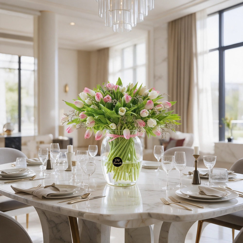 Pink & White Tulip Vase Arrangement