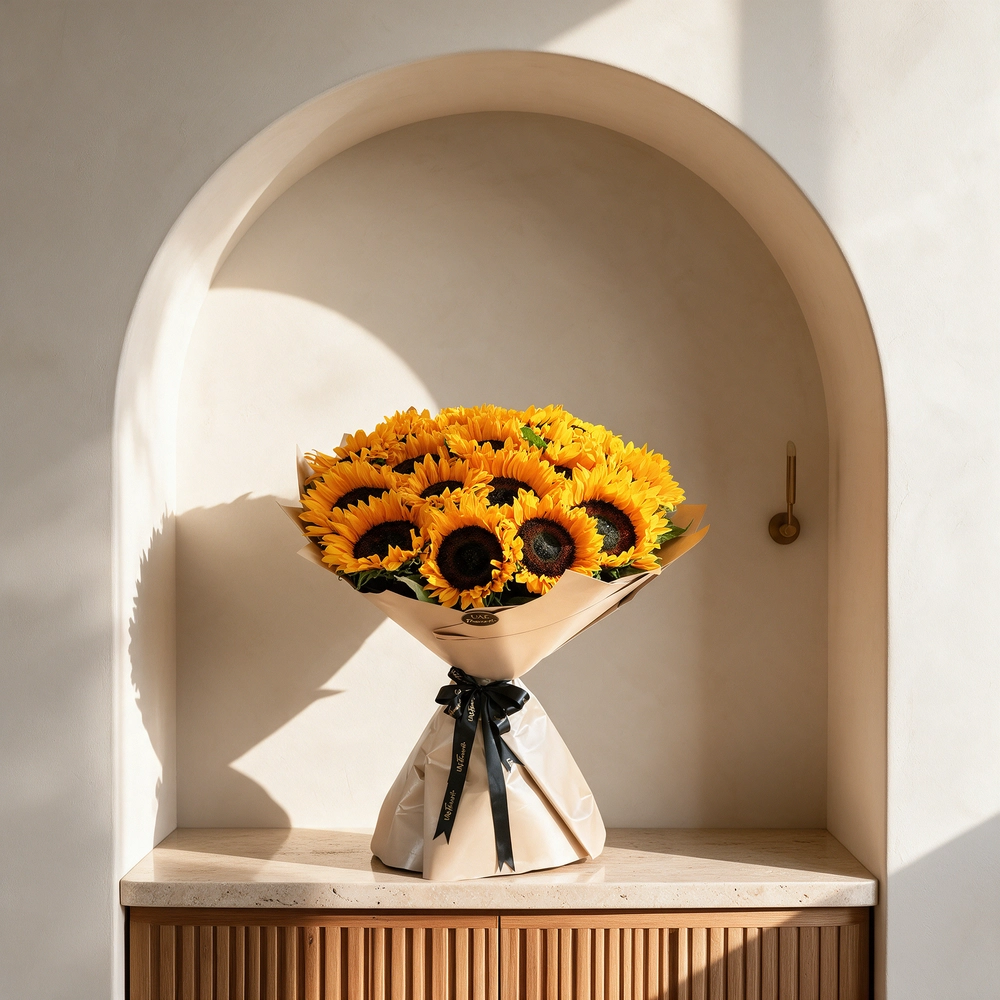 bouquet of 20 sunflowers with fillers,