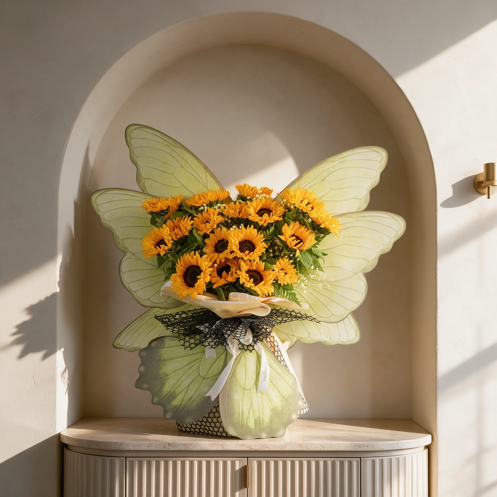 butterfly bouquet of 20 sunflowers
