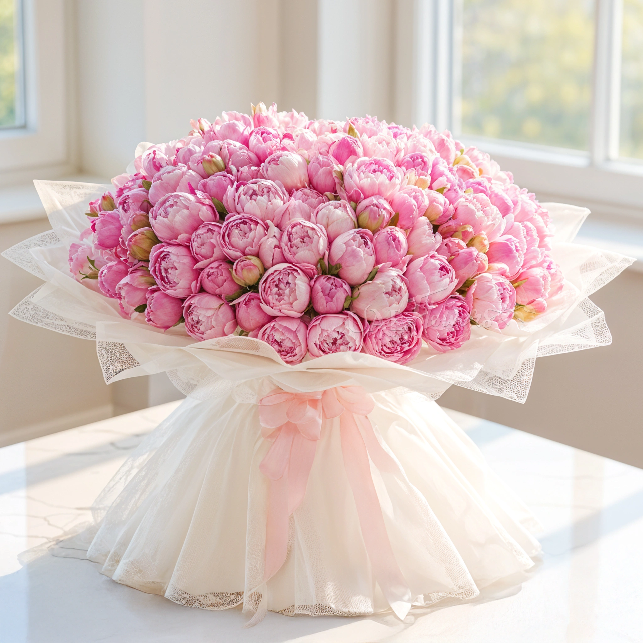 pink peonies