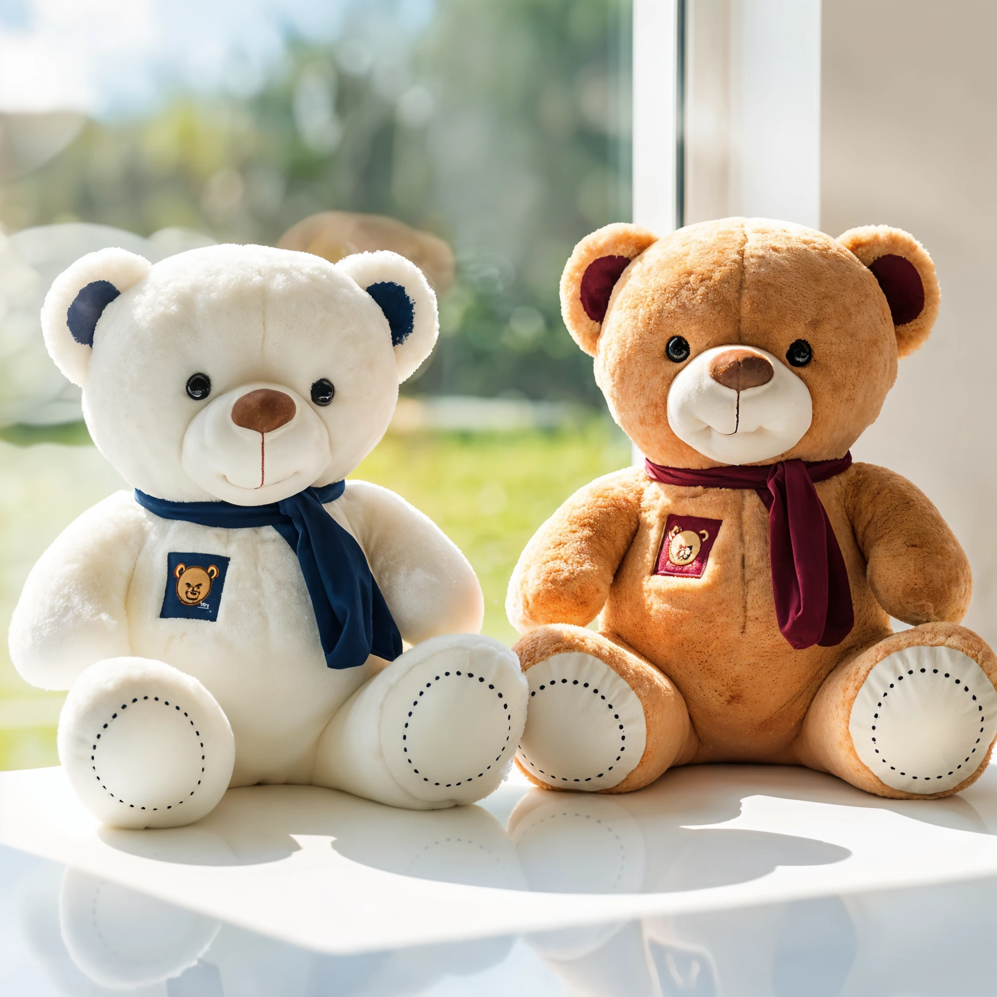 1 white & 1 brown medium sized teddy bears