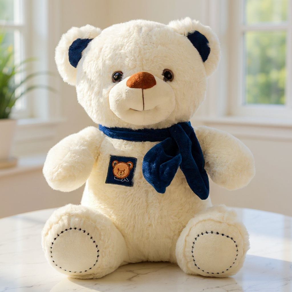 A small white teddy bear