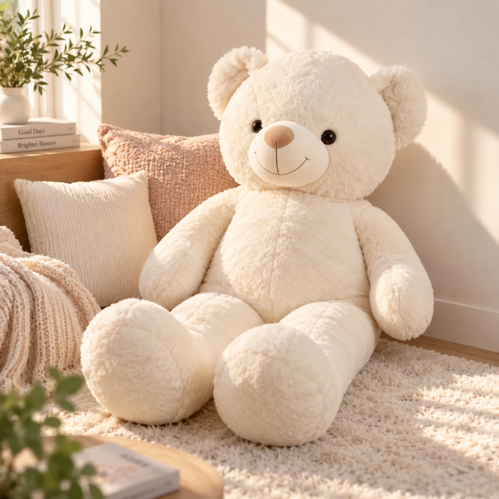 95 CM soft white teddy bear gift for birthdays, baby showers, anniversaries