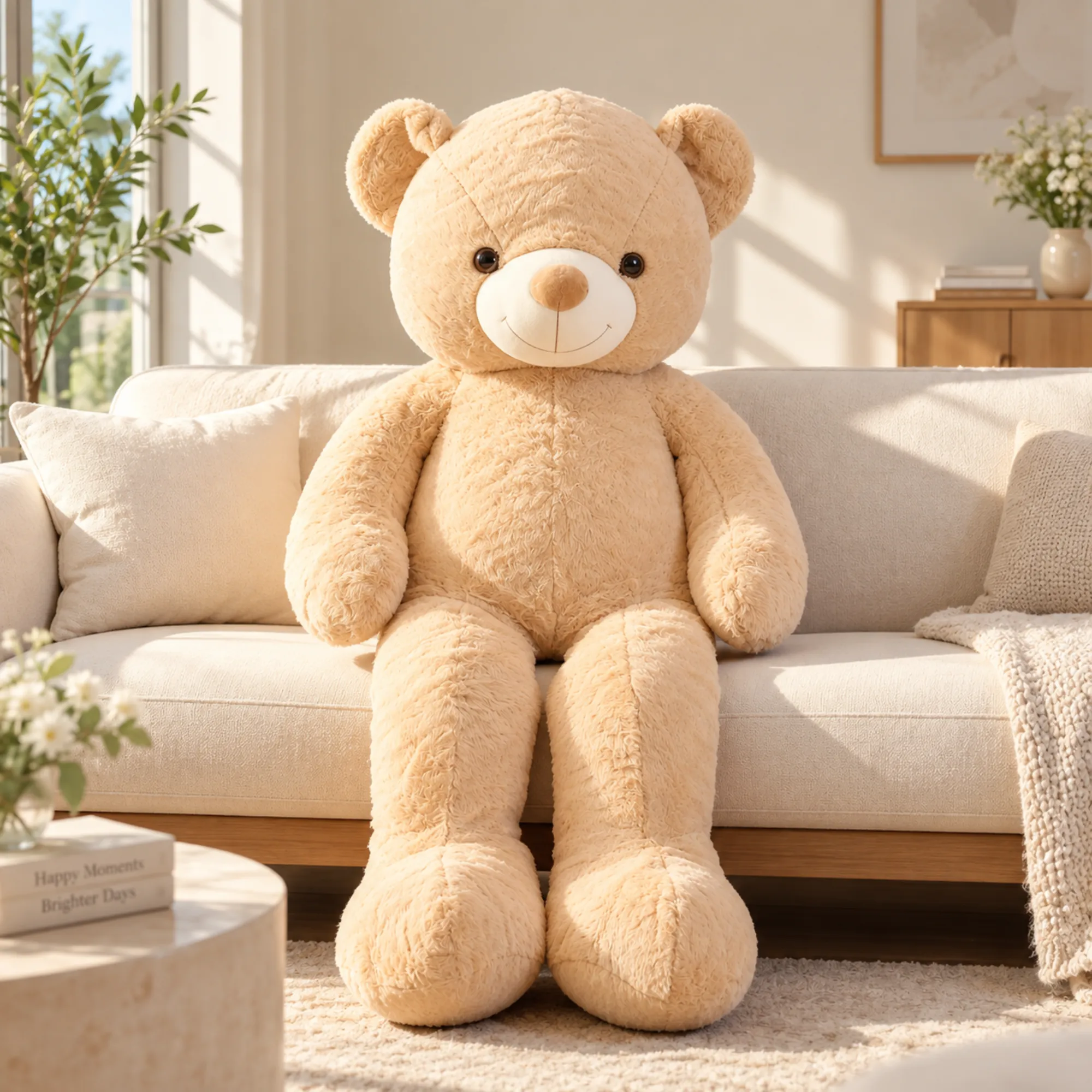 Oversized 130 CM brown teddy bear sitting upright, perfect for gifting and cuddles Oversized 130 CM brown teddy bear sitting upright, perfect for gifting and cuddles
