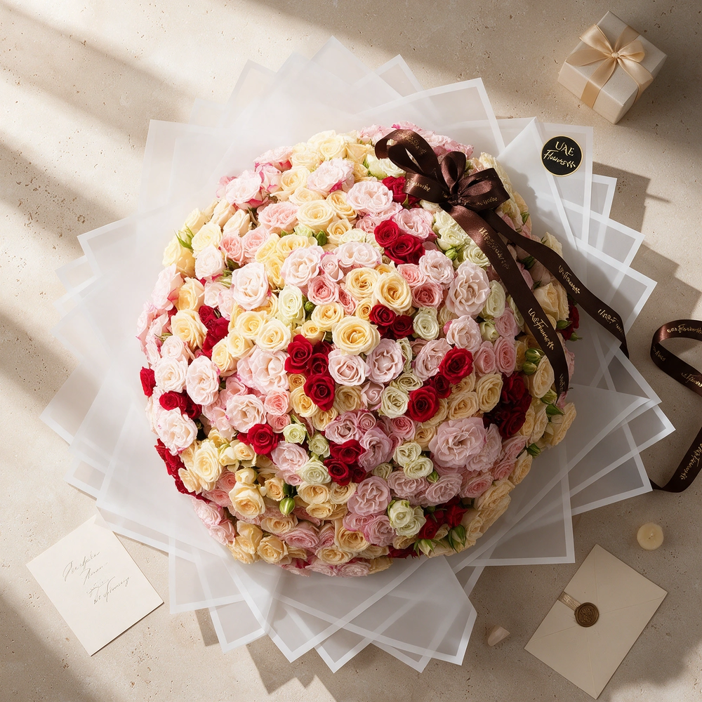bouquet of 100 mixed spray roses