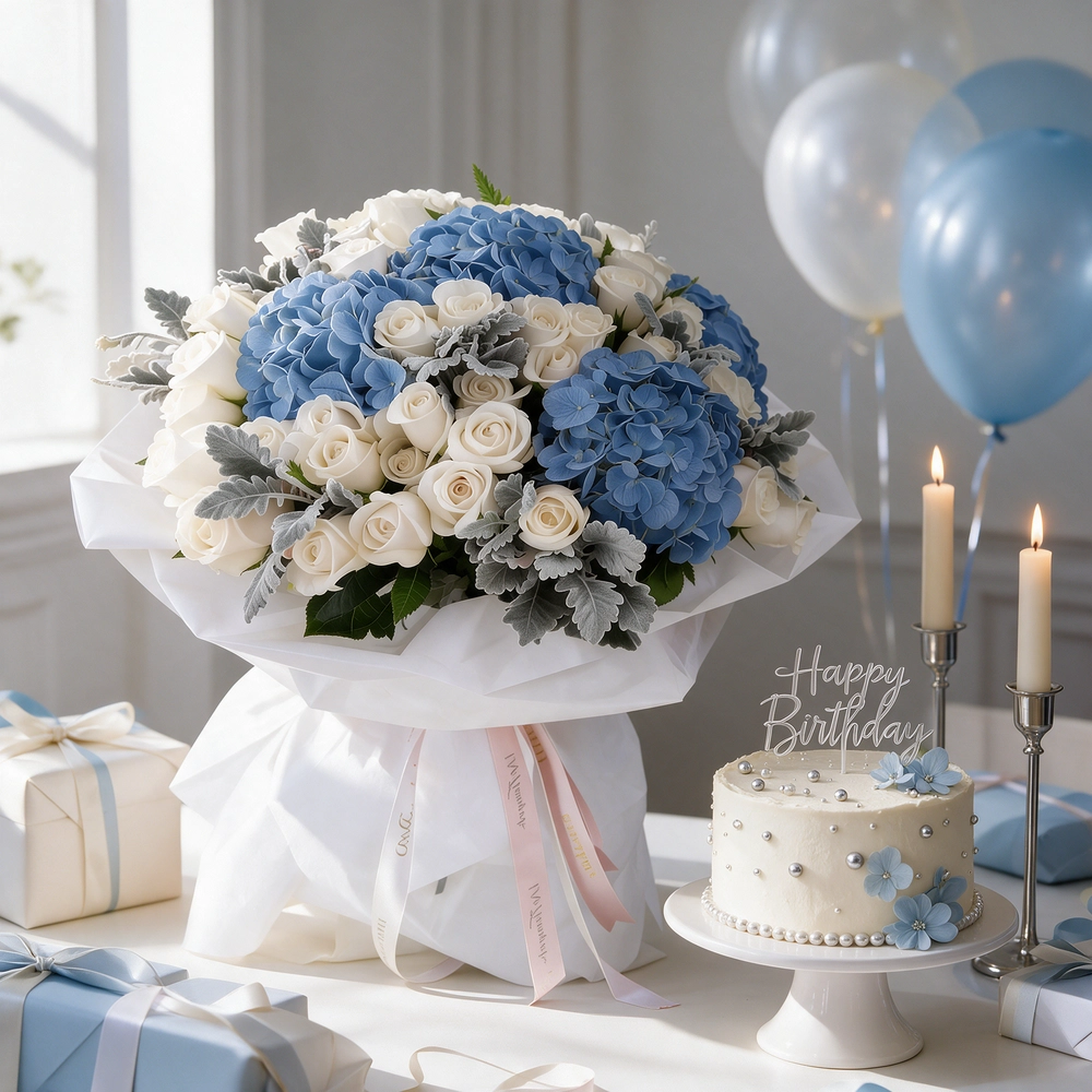 Cloud Nine white hydrangea bouquet