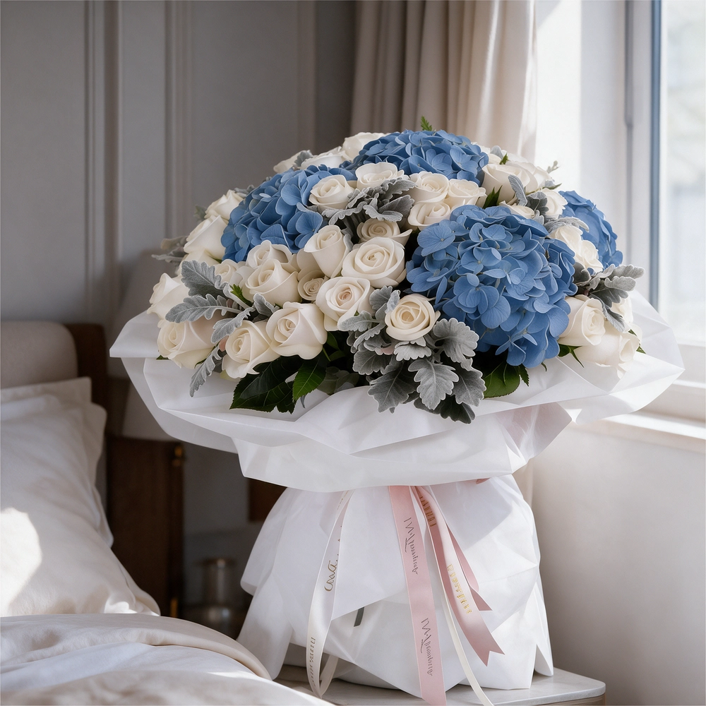 Cloud Nine white hydrangea bouquet