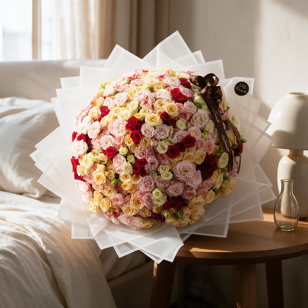 bouquet of 100 mixed spray roses