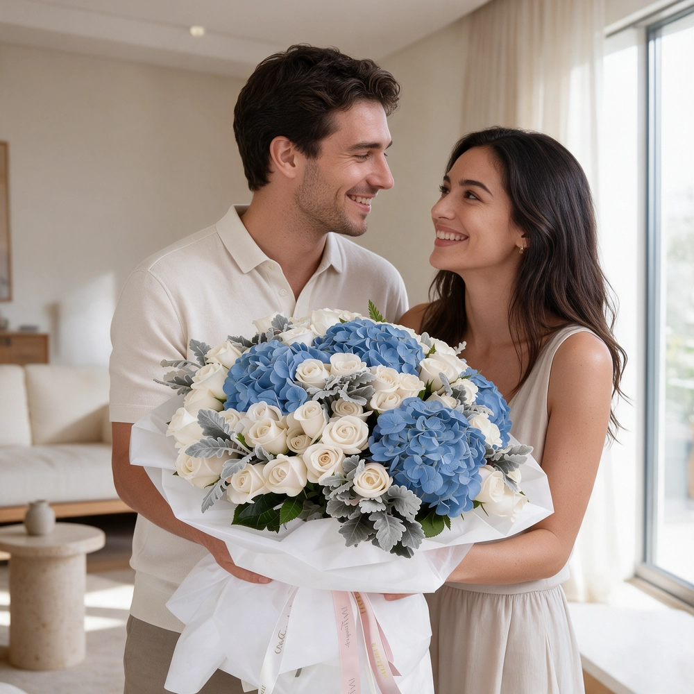 Cloud Nine white hydrangea bouquet