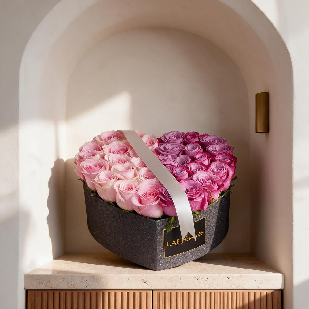 18 pink and 18 purple roses