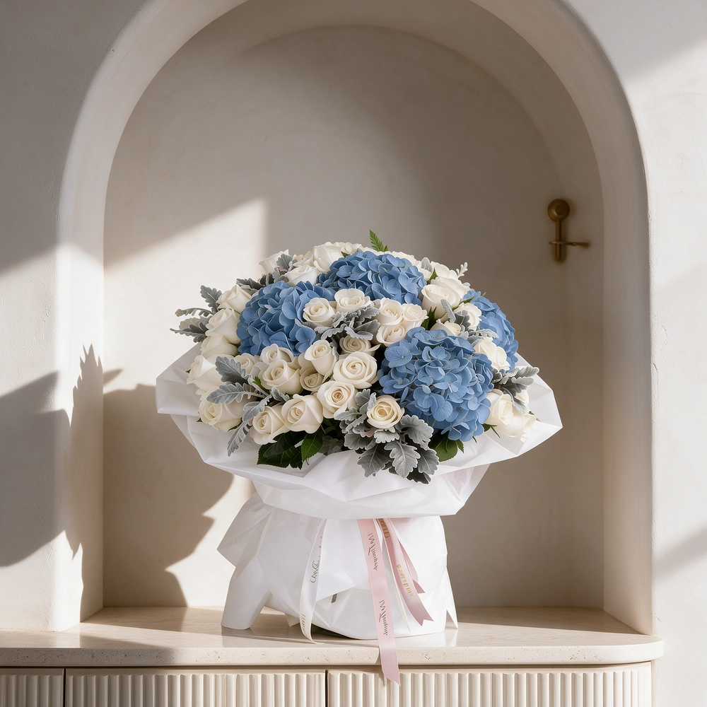 Cloud Nine white hydrangea bouquet
